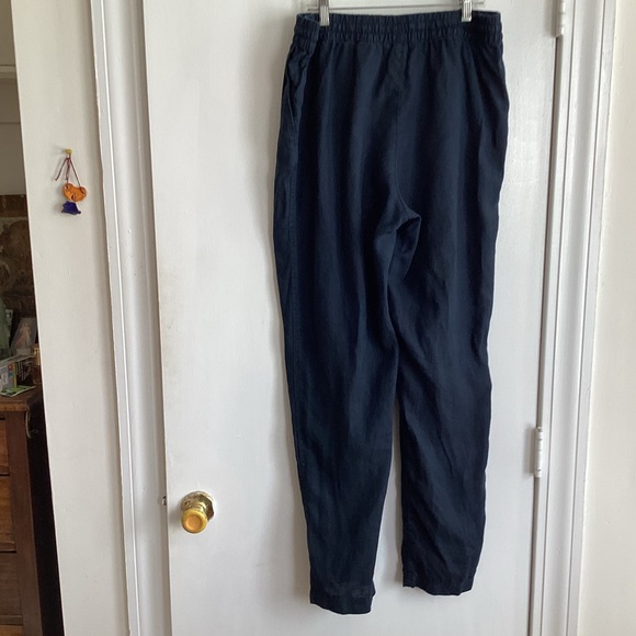 H&M 100% Linen Pull-On Regular Fit Pants Breathable Navy Blue size Medium - Picture 3 of 7